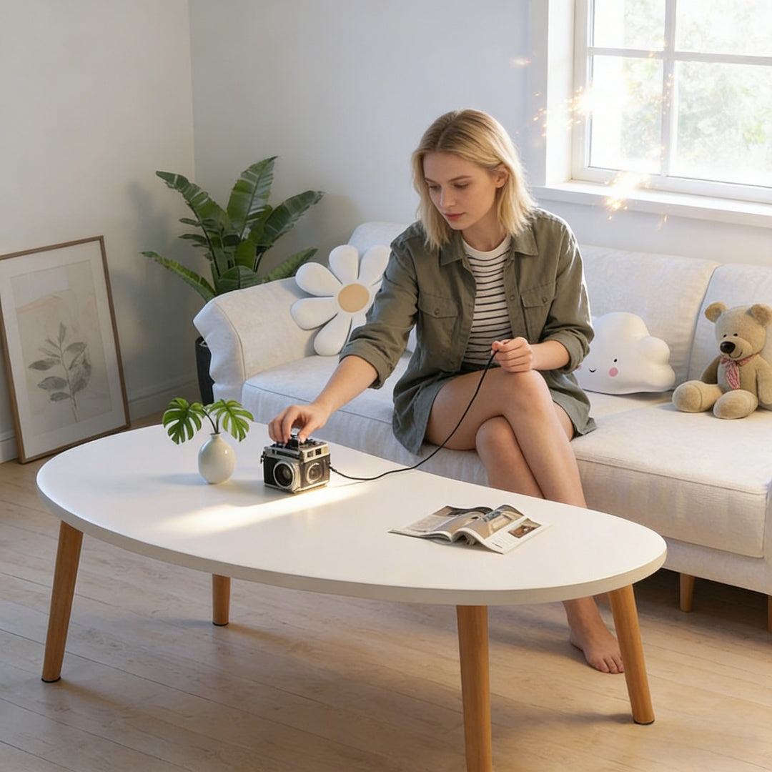 Modern Minimalist Solid Wood Coffee Table | Natural Wood Grain, Versatile Decor for Living Room Small Apartments, Space-Saving Design, Perfect Gift