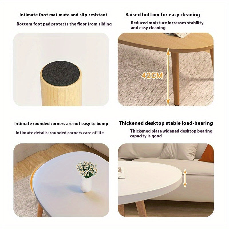 Modern Style Small Coffee Table, Minimalist Solid Wood Design, Durable Wooden Structure, Moon Arc-shaped End Table\u002Fsofa Side Table\u002Fliving Room Table, For Living Room, Dining Room, Gifts And Outdoor Space.
